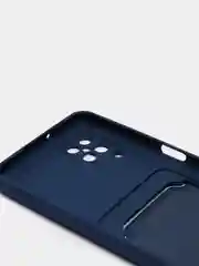 Темно-синий чехол Samsung Galaxy A12 / M12, Самсунг Галакси А12 / М12 силиконовый с карманом для карты
