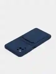Темно-синий чехол Samsung Galaxy A12 / M12, Самсунг Галакси А12 / М12 силиконовый с карманом для карты