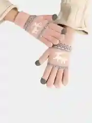 Розовый перчатки женские/Вязаные перчатки