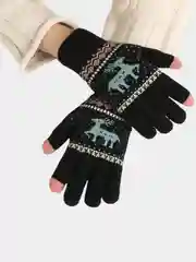 Черный перчатки женские/Вязаные перчатки