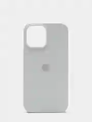 Белый чехол для iPhone 13 Pro Max 6.7" Silicone Case закрытый низ с логотипом