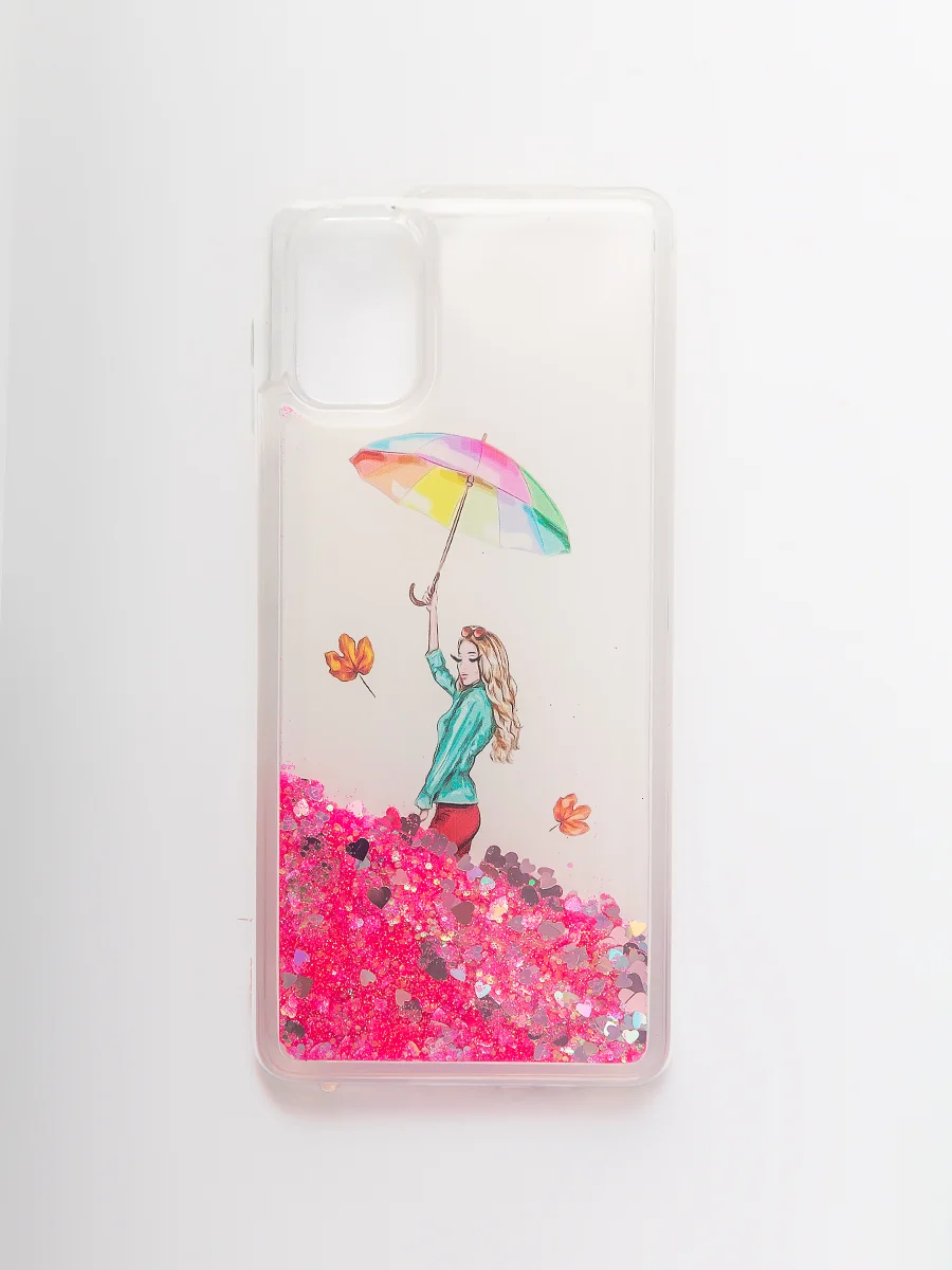 Алый чехол с блестками и водой для Samsung Galaxy М51