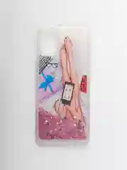 Кораллово-розовый чехол с блестками и водой для Samsung Galaxy М51