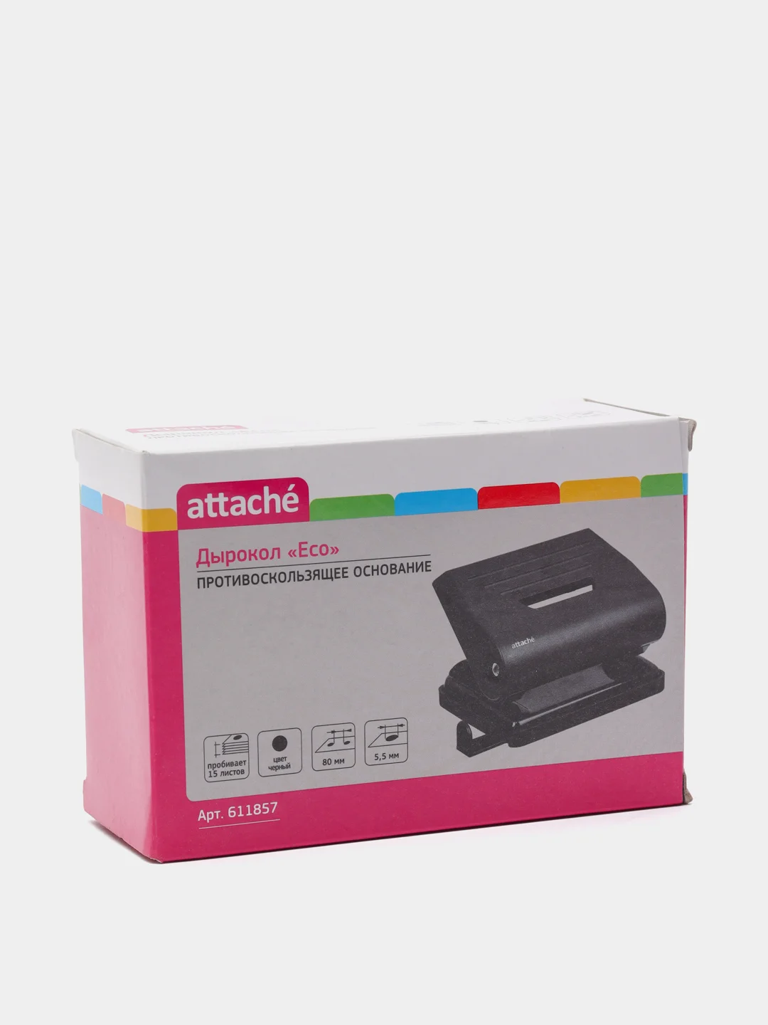 Дырокол Attache Eco с линейкой, черный