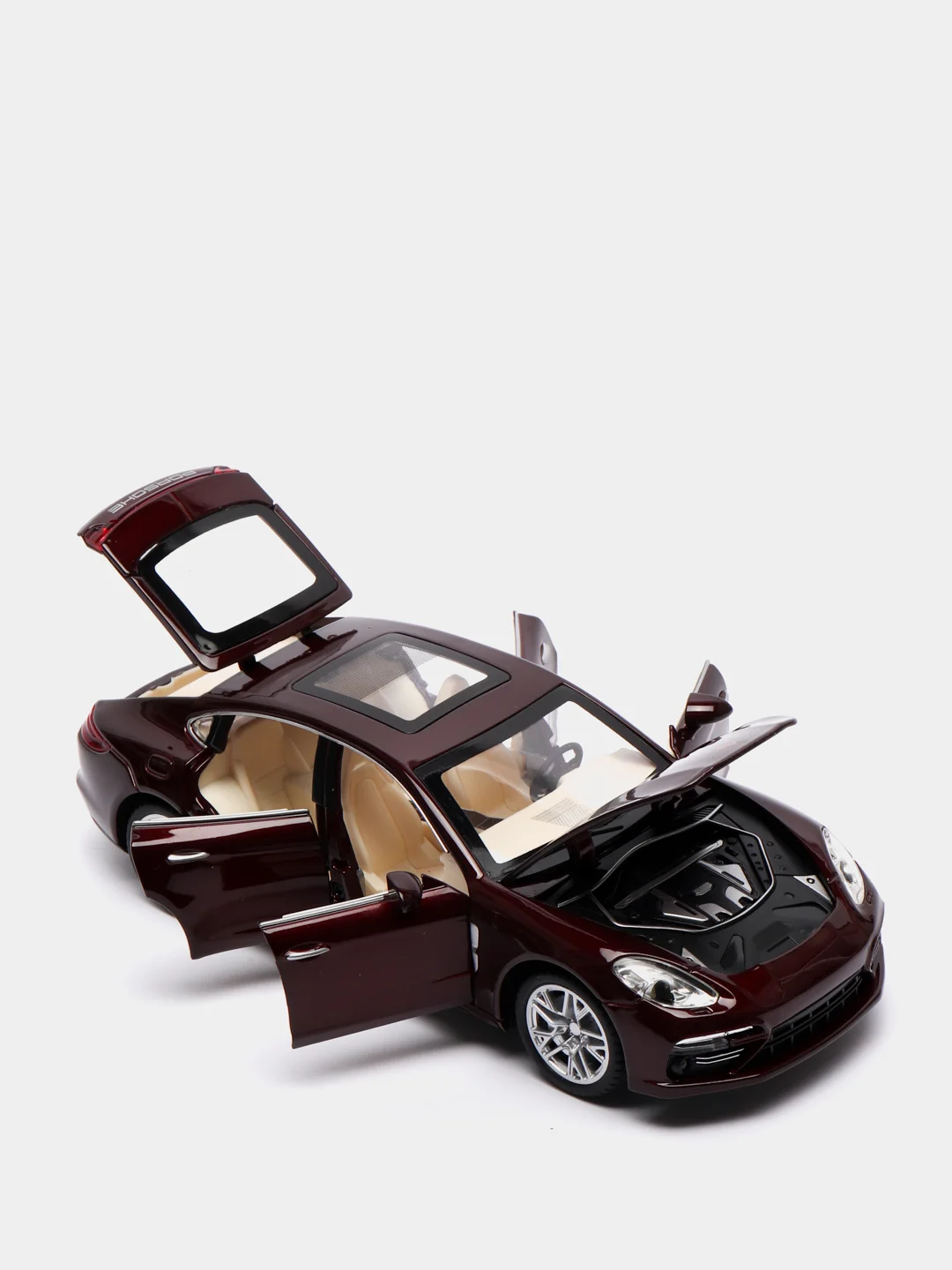 Багровый металлическая машинка 1:24 Porsche Panamera 20 см. инерционная, свет, звук