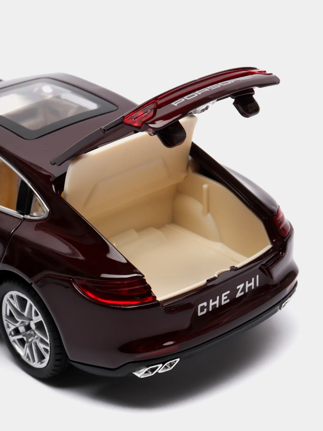Багровый металлическая машинка 1:24 Porsche Panamera 20 см. инерционная, свет, звук