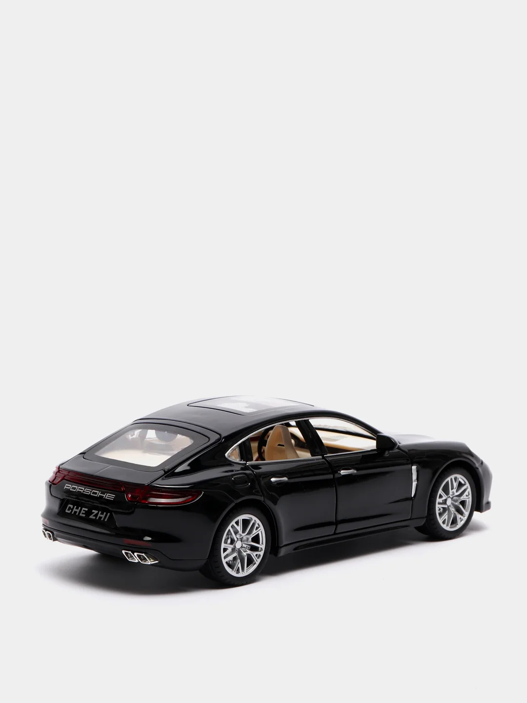 Черный металлическая машинка 1:24 Porsche Panamera 20 см. инерционная, свет, звук