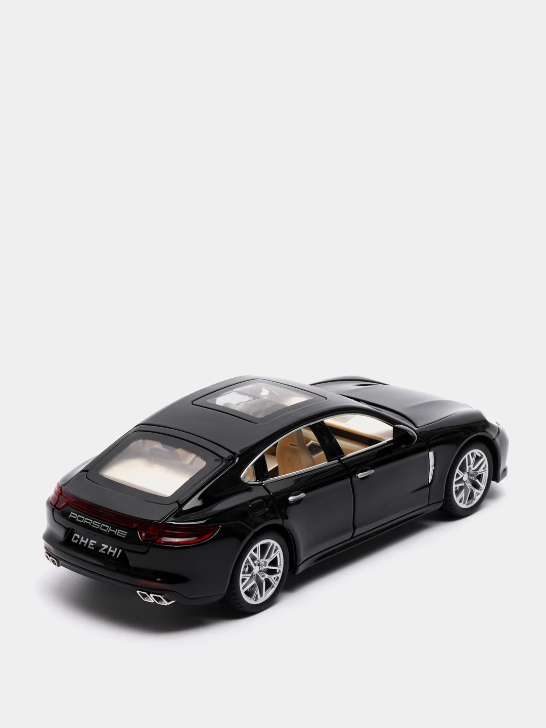 Черный металлическая машинка 1:24 Porsche Panamera 20 см. инерционная, свет, звук