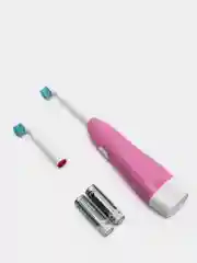 Детская электрическая зубная щетка PECHAM Kids Sonic Pink 5+, 2 насадки, 2 батарейки АА