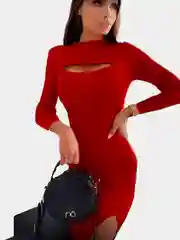 Коралловый платье женское, трикотажное, облегающее