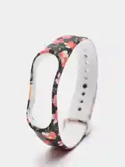 Белый силиконовый ремешок Xiaomi 3/4 с рисунком