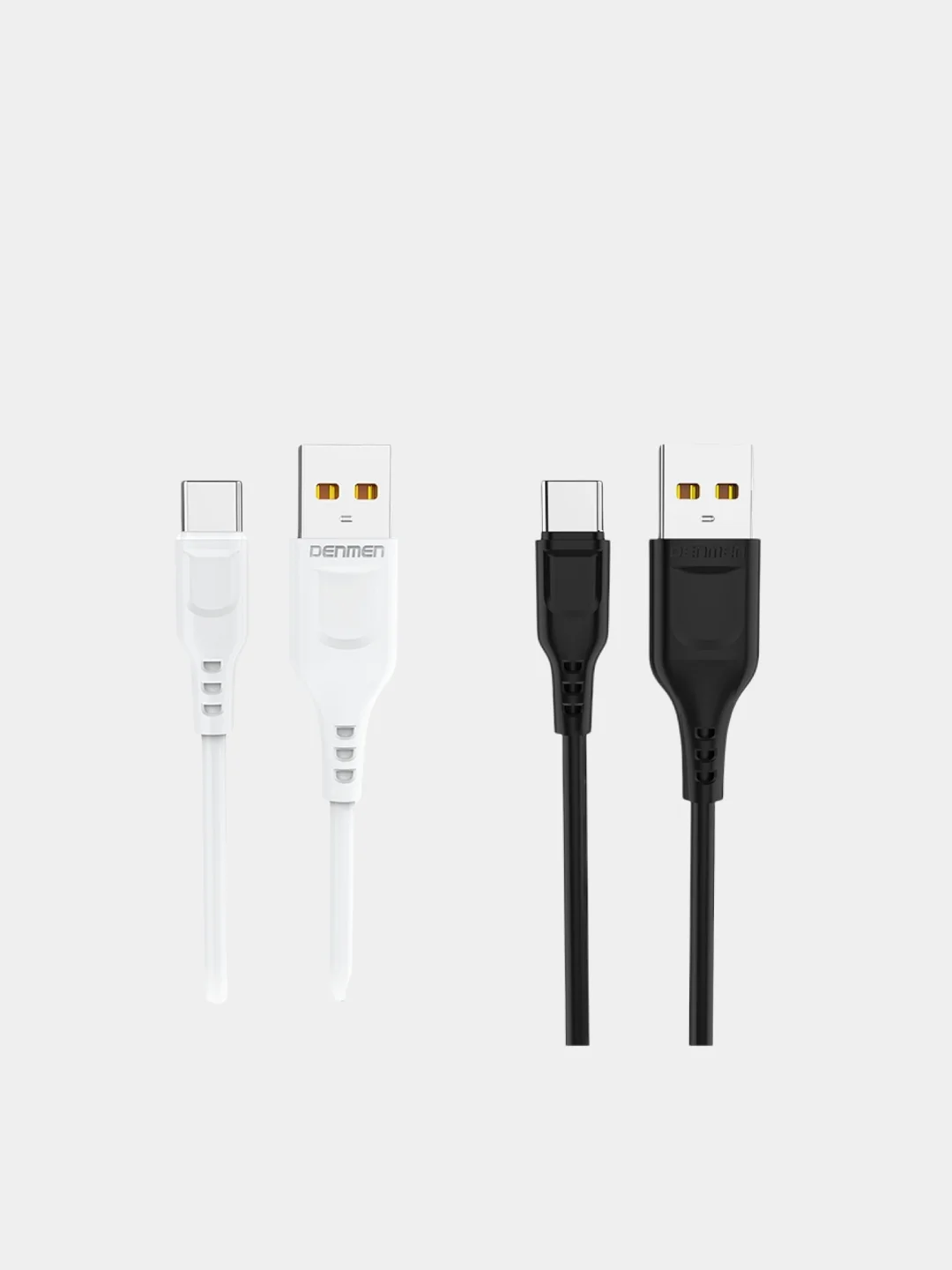 Черный usb кабель зарядный, 1.0м, DENMEN D01 2.4A, TypeC/MicroUSB/Lightning для Android и iPhone