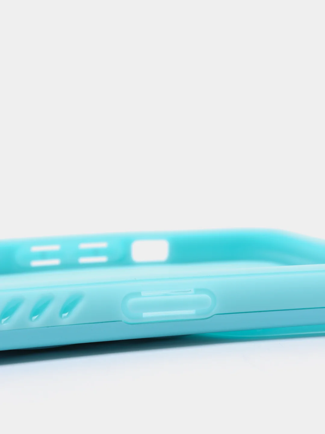 Бирюзовый чехол iPhone 13, 13 Pro, 13 Pro Max силиконовый со съемной крышкой и стразами