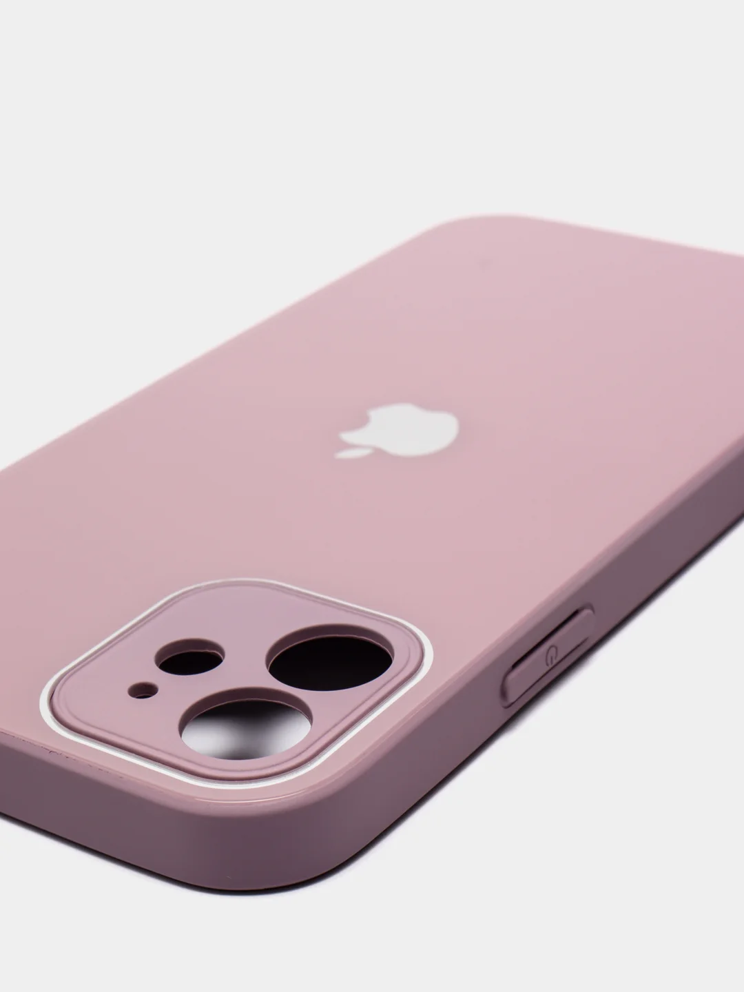 Розовый силиконовый чехол для iPhone 12, со стеклянной панелью
