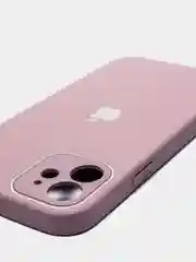 Розовый силиконовый чехол для iPhone 12, со стеклянной панелью