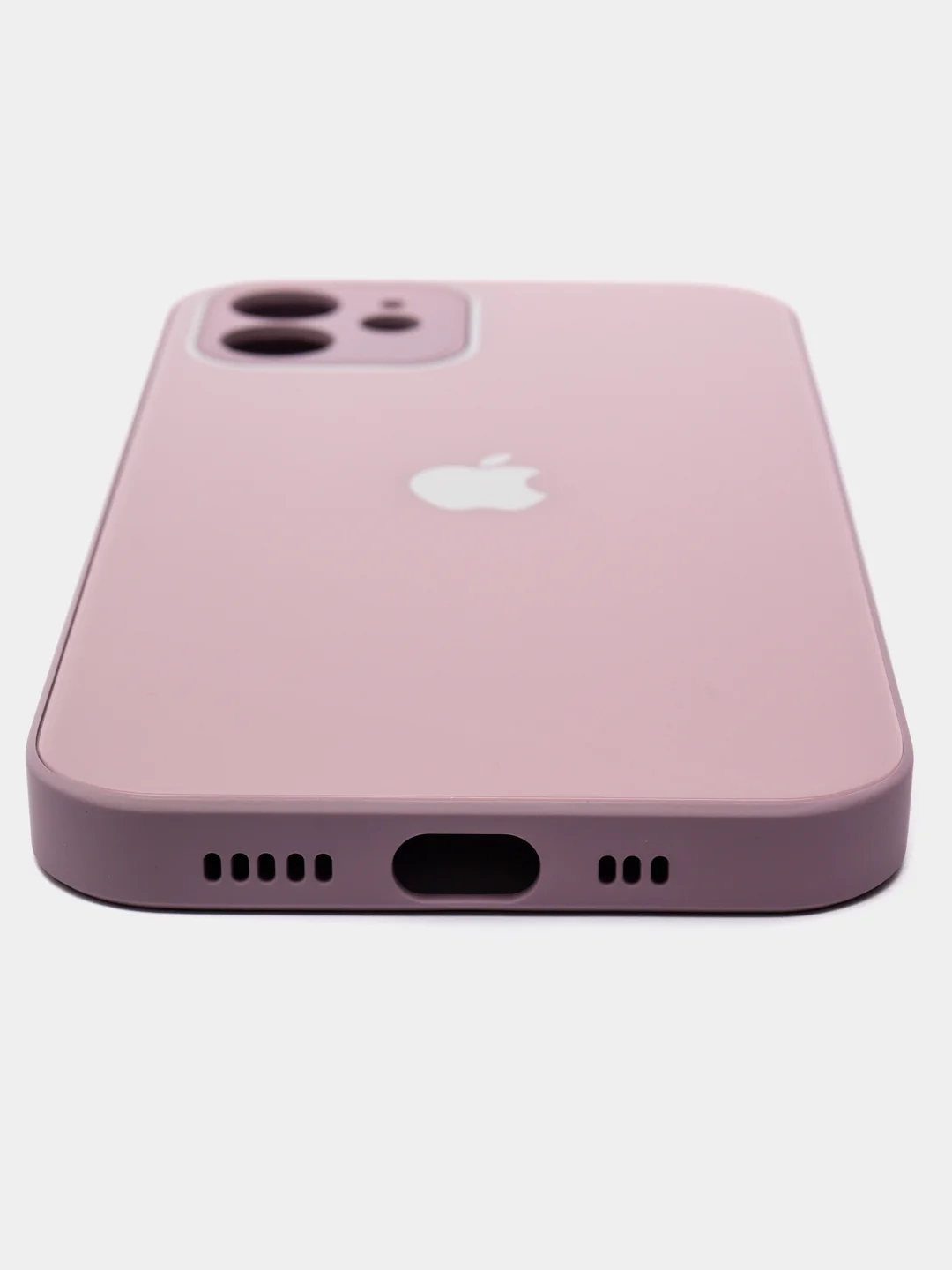 Розовый силиконовый чехол для iPhone 12, со стеклянной панелью