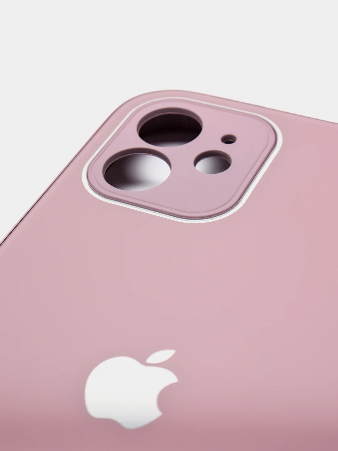 Розовый силиконовый чехол для iPhone 12, со стеклянной панелью