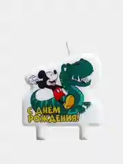 Зеленый свечки "С днём рождения", 8 х 8 см