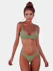 Зеленый купальник раздельный, низкая посадка