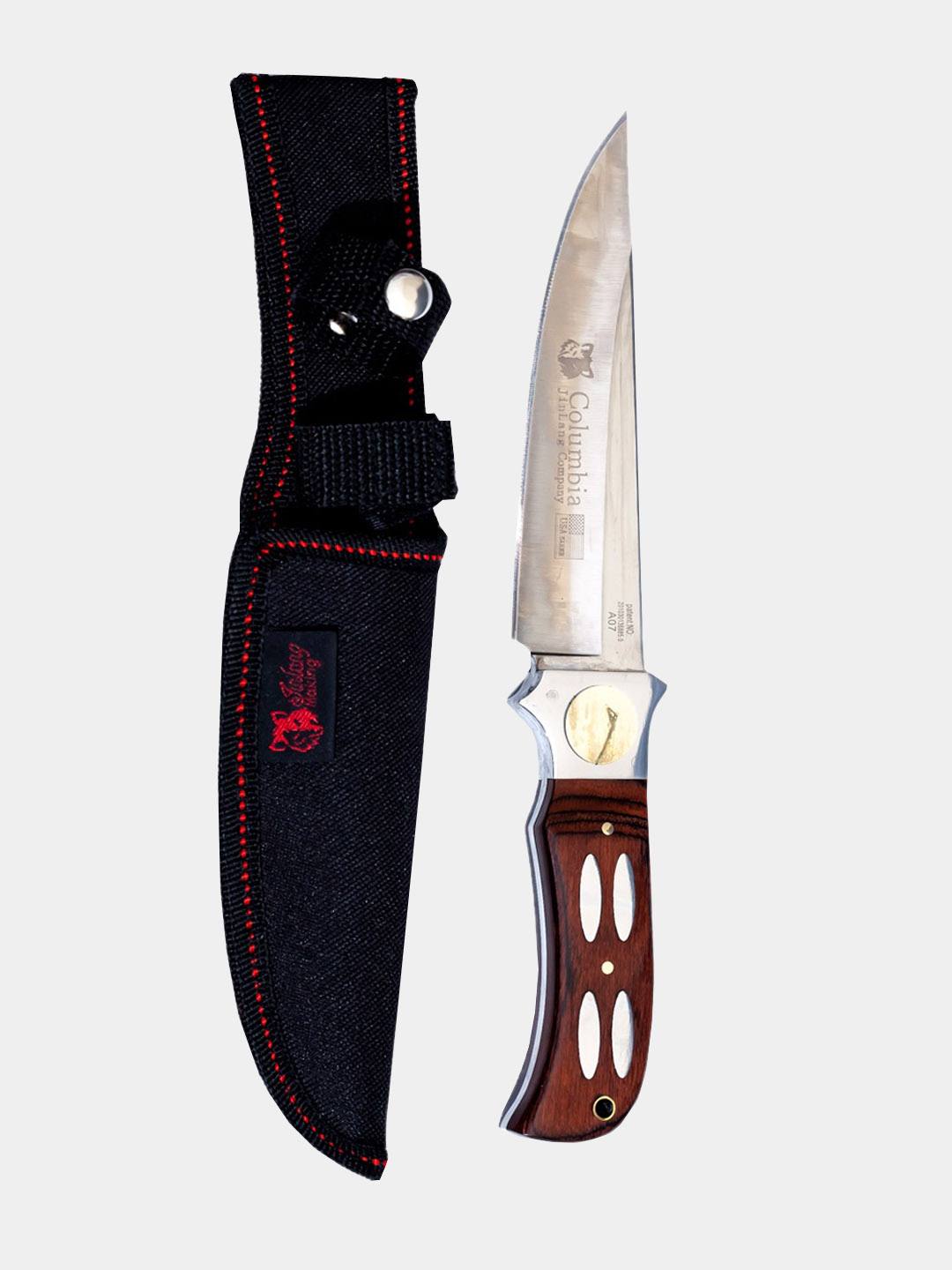 Нож охотничий Columbia А07 / С чехлом/ Рукоять дерево-металл .