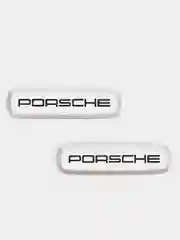 Комплект шильдиков металлических с эмблемой "PORSCHE" и 4 винтовыми креплениями (Пара)