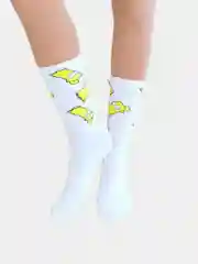 Белый белые носки с принтом, хлопок