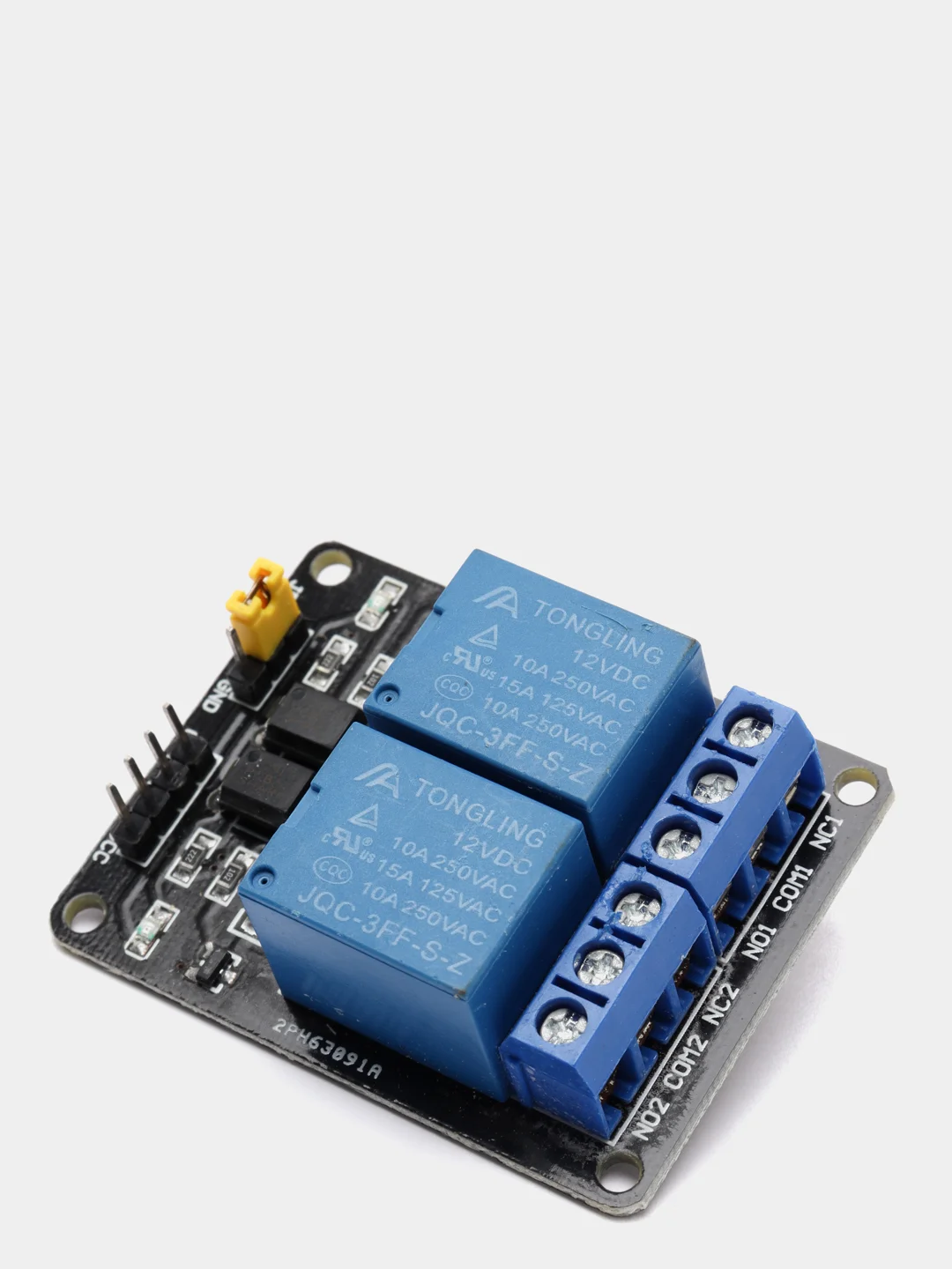 Релейный модуль 2 канала 5V / 12V 10A с опторазвязкой электромеханическое