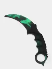 Зеленый нож-керамбит деревянный "Волны изумруд КС:ГО" (CS:GO), лакированный