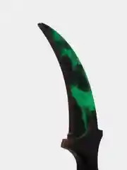 Зеленый нож-керамбит деревянный "Волны изумруд КС:ГО" (CS:GO), лакированный
