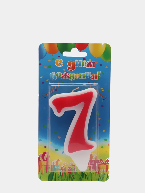 Свеча-цифра для торта "7", красная