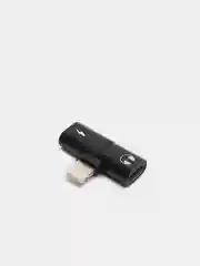 Черный аудио переходник lightning на 2 lightning