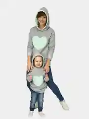 Бирюзовый комплект одежды Family Look (Фамели лук) толстовка, свитшот, худи для мамы и малыша
