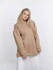 Бежевый худи женское, оверсайз, утепленное, с капюшоном