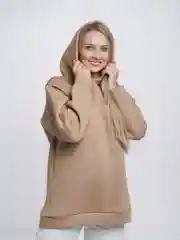 Бежевый худи женское, оверсайз, утепленное, с капюшоном