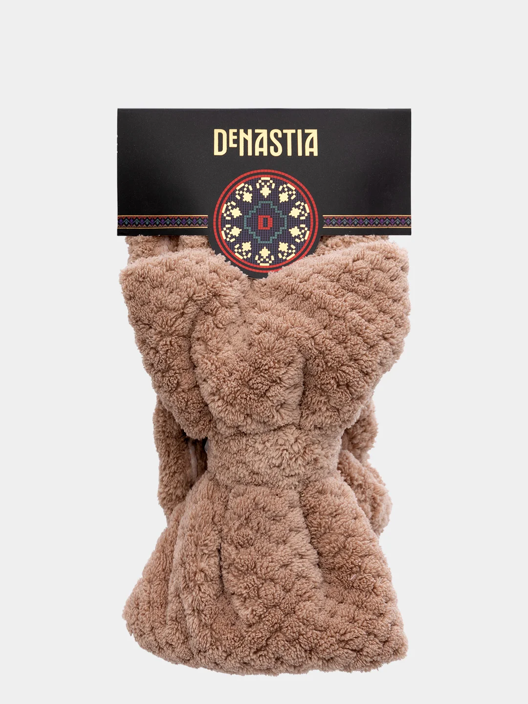 Повязка для волос DeNASTIA 9х45см, соты, коричневый