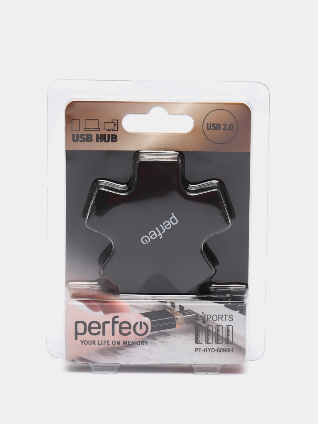 Черный perfeo USB хаб USB-HUB 4 порта PF-HYD-6098H