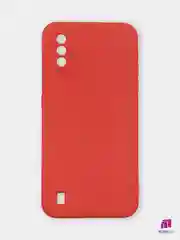 Красный чехол для Samsung Galaxy A01 силиконовый с бархатной подкладкой и прямыми бортами