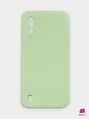 Мятный чехол для Samsung Galaxy A01 силиконовый с бархатной подкладкой и прямыми бортами