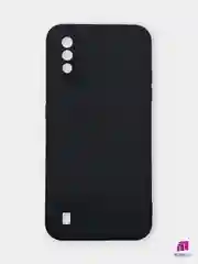 Черный чехол для Samsung Galaxy A01 силиконовый с бархатной подкладкой и прямыми бортами