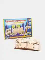 Конструктор  деревянный  "Грузовик с прицепом" 43см  +2 контейнера