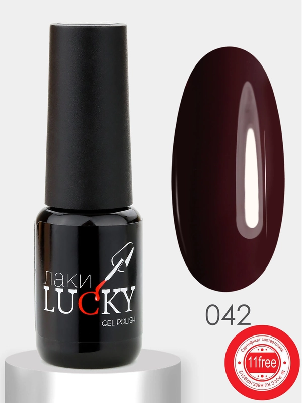 Гель лак для ногтей LuckyLak classic 8g № 042, темно коричневый для маникюра и педикюра