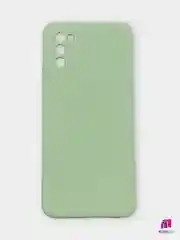 Мятный чехол для Samsung Galaxy A02S силиконовый с бархатной подкладкой