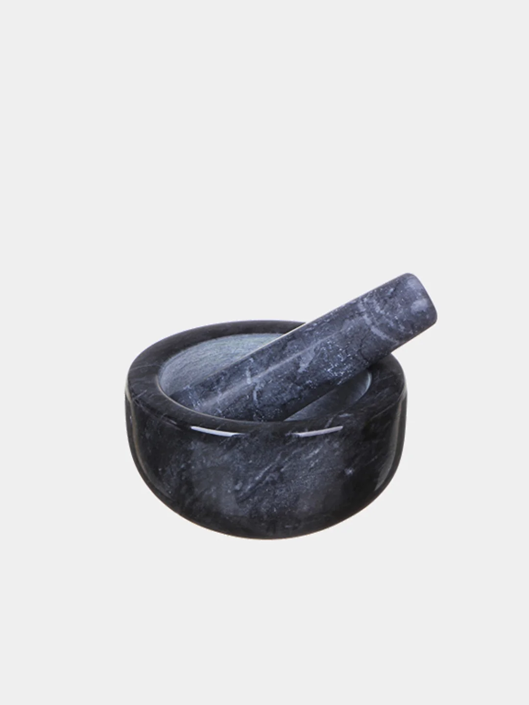 Черный мраморная ступка с пестиком, 11,5 x 6 см