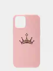 Розовый чехол для iPhone 12/12 Pro силиконовый, матовый, с рисунком