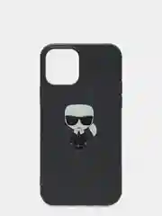 Черный чехол для iPhone 12/12 Pro силиконовый, матовый, с рисунком
