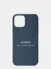 Синий чехол для iPhone 12/12 Pro силиконовый, матовый, с рисунком