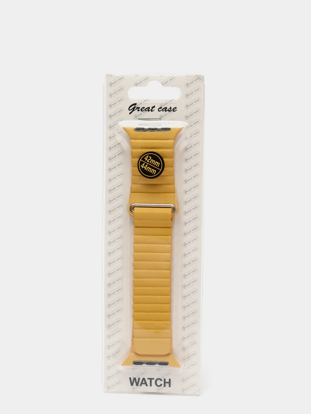 Желтый ремешок кожаный для Apple Watch 38/40mm, 42/44mm.