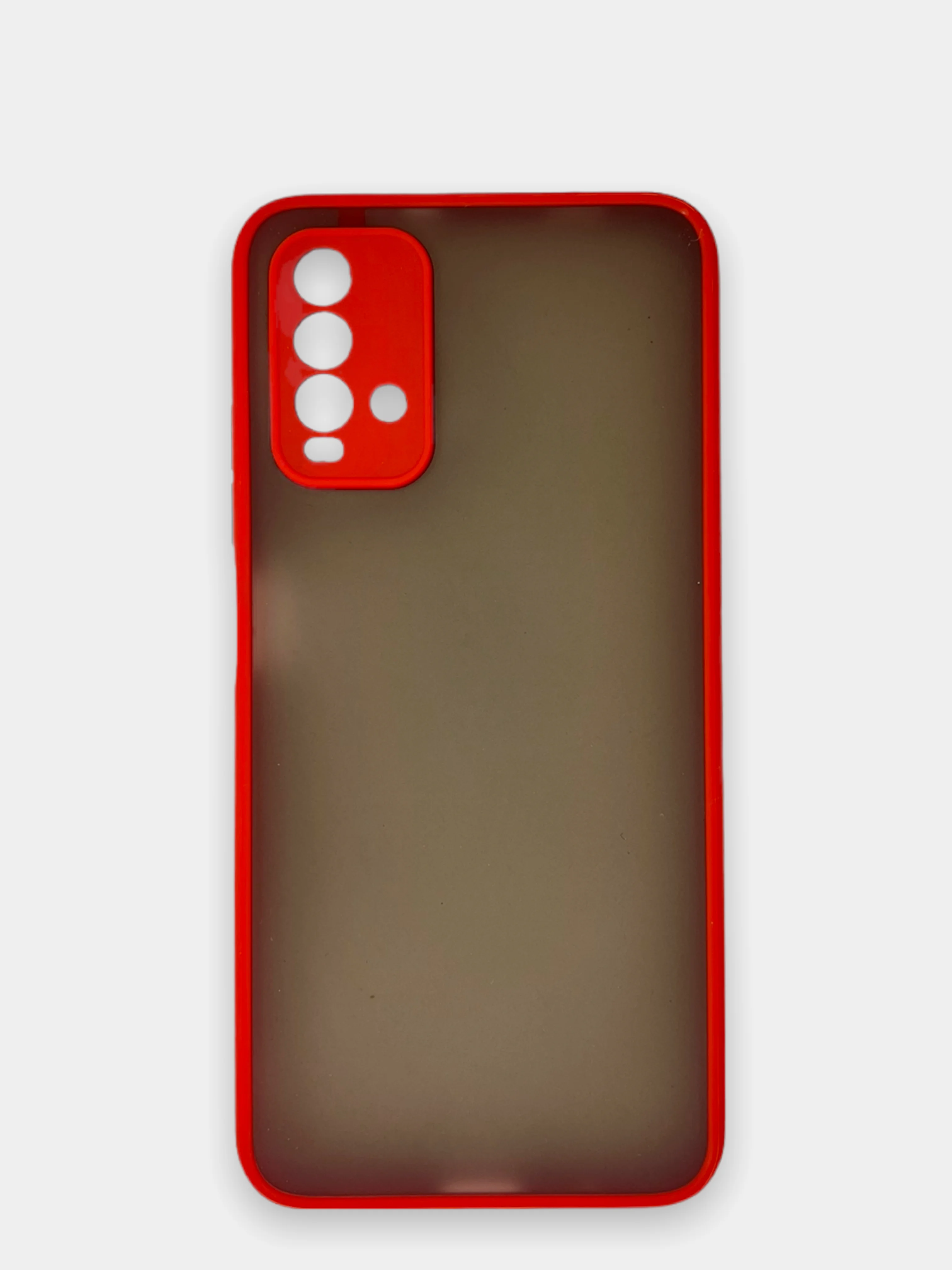 Красный чехол матовый Xiaomi Redmi 9T, Редми 9Т пластиковый полупрозрачный с цветными кнопками
