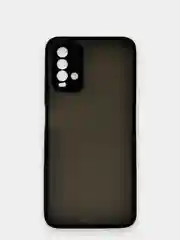 Черный чехол матовый Xiaomi Redmi 9T, Редми 9Т пластиковый  полупрозрачный с цветными кнопками