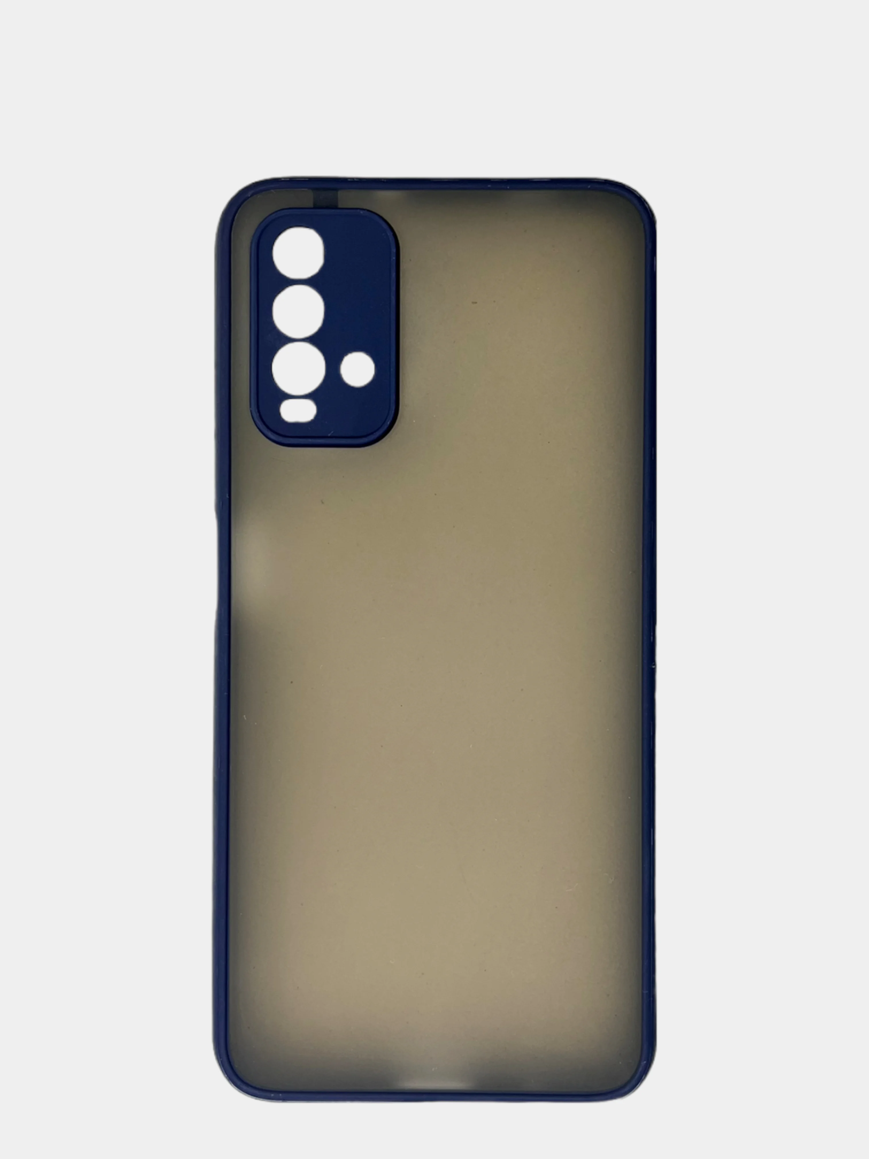 Темно-синий чехол матовый Xiaomi Redmi 9T, Редми 9Т пластиковый полупрозрачный с цветными кнопками
